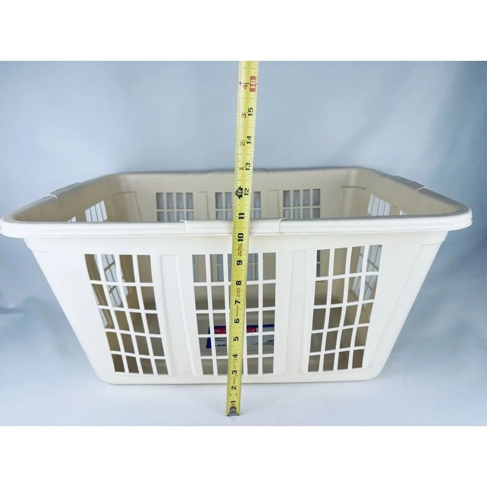 Vintage Rubbermaid Laundry Basket 2965 Tan Almond Hamper Rectangular Plastic Y2K